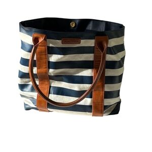 Nautica Striped Tote with Brown Handles